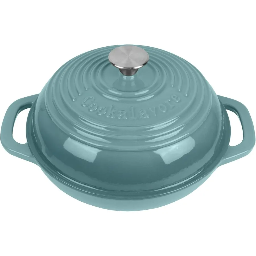 فرن هولندي من الحديد الزهر المطلي بالمينا مع غطاء وعاء خبز غير لاصق للخبز والطهاق أدوات طهي خزفي مقاومة للفرن شديدة التحمل