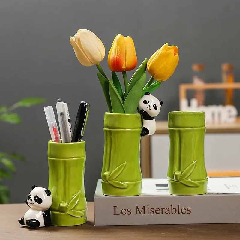 Desk Pen Storage Box Stable Creative Desk Pen Holder Panda Pen Bucket Large-Capacity For Children'S Room Student Study Desk