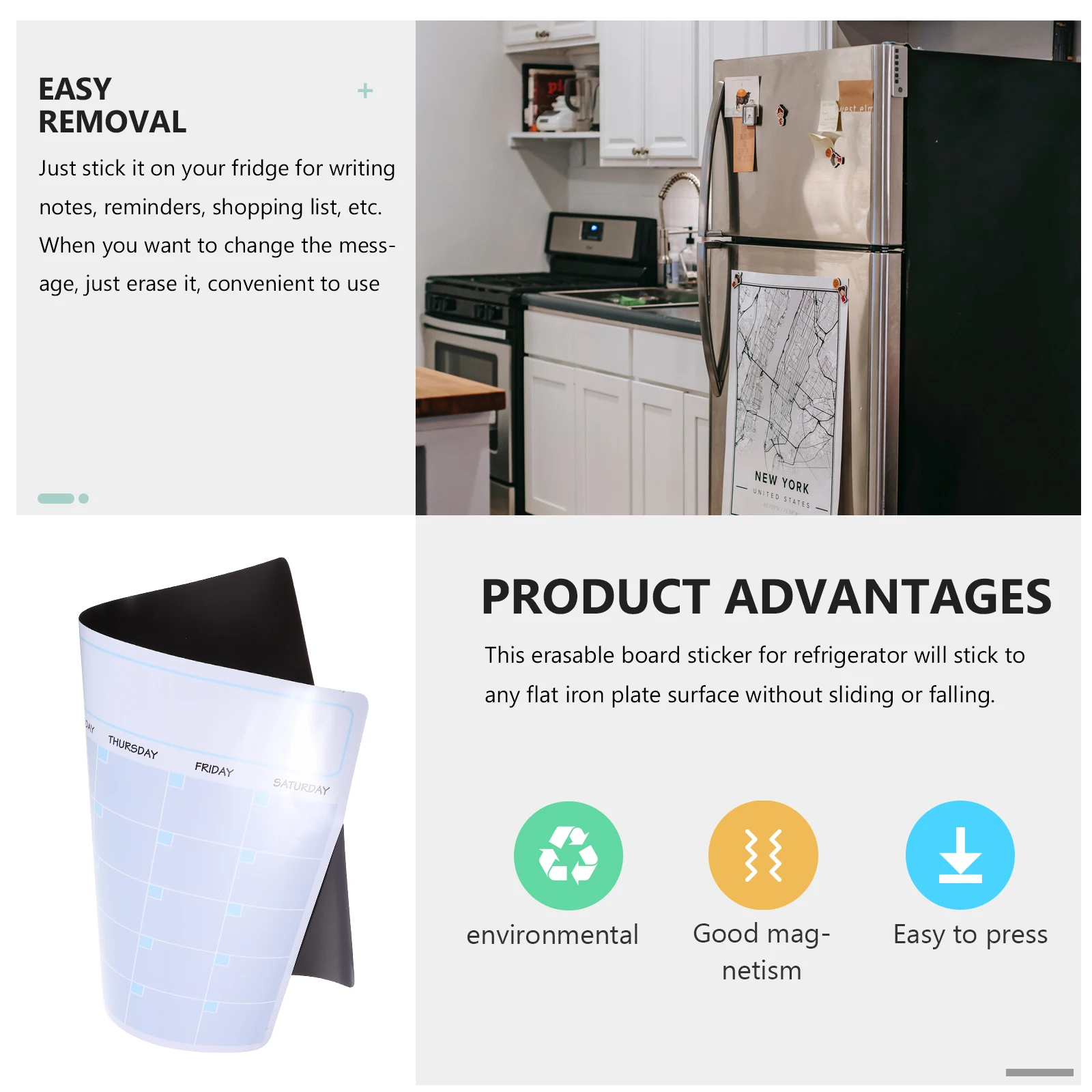

Erasable Calendar Whiteboard Fridge Schedule Sticker Magnetic Message Board Planner Food Journal Refrigerator