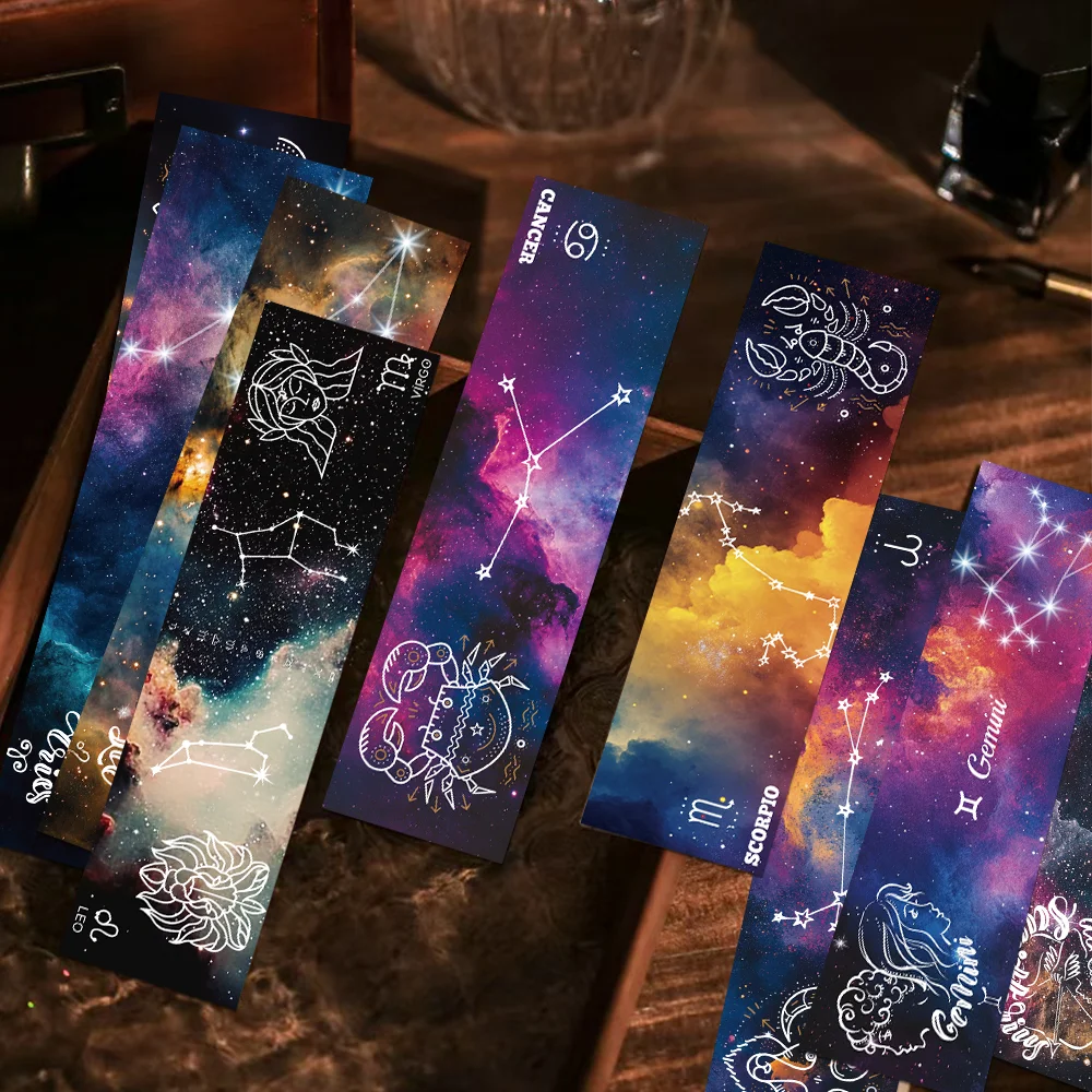 

30pcs twelve constellations bookmarks starry sky decoration student reading book marking paper card DIY book marking bookmarks