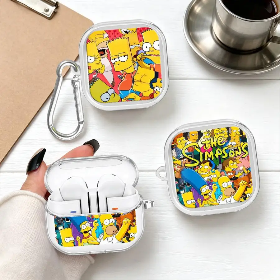 Case For Redmi Galaxy Buds 5 7 8 Lite 6 Pro 8Active 6Active Clear Earphone Cases Cover With Hook Homer Cute Simpsons