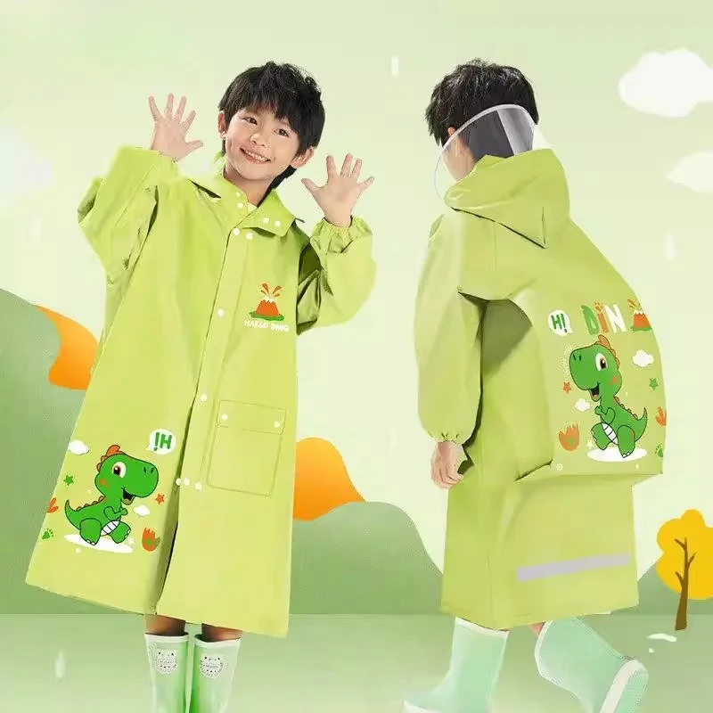 

Детский водонепроницаемый плащ-дождевик для школы с местом для рюкзака, для мальчиков и девочек, на все тело, из ПВХ материала