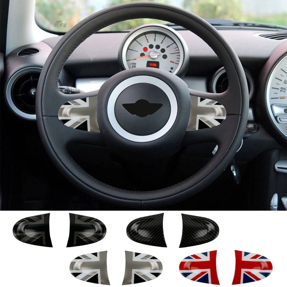 Gray Jack Car Two spoke Steering Wheel Cover Interior Stickers For Mini Cooper R55 R56 R57 R60 Countryman Car Auto Accessories