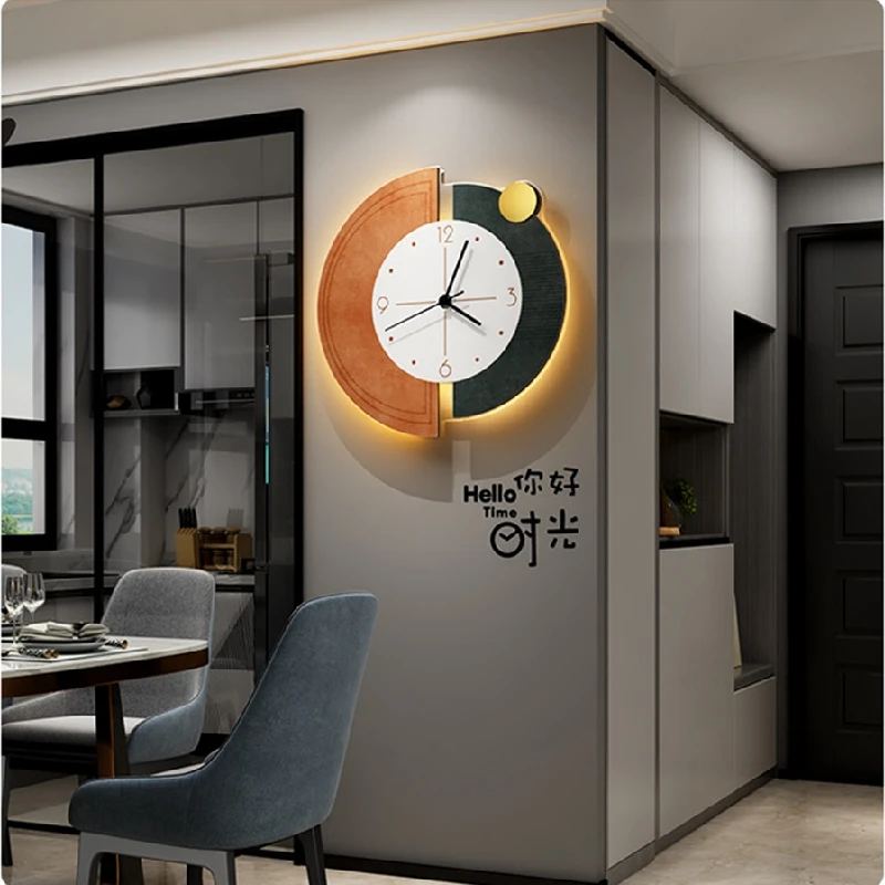 Wall-mounted home clock living room modern fashion wall light luxury high-end atmosphere decorative