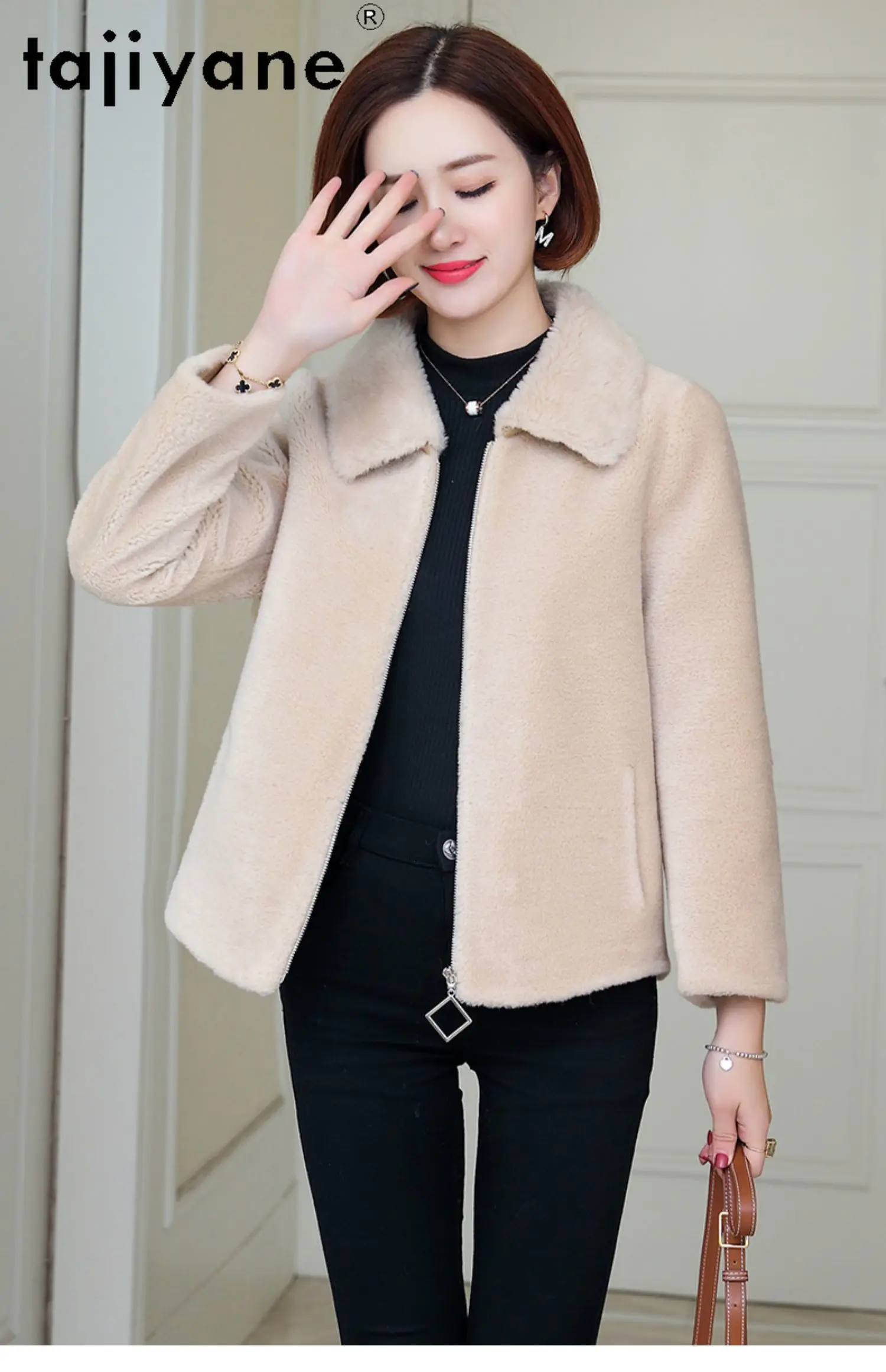 TAJIYANE 100% Wool Coats for Woman High Quality Short Sheep Shearing Coat Casual Female Outerwears Winter Women Clothes 2025шуба
