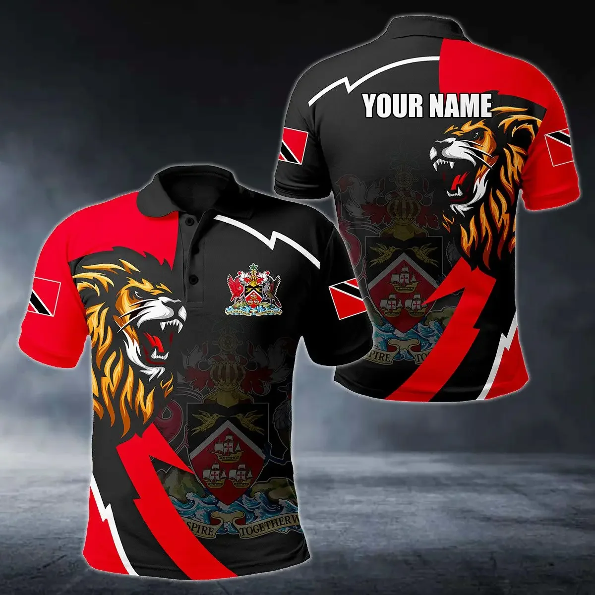 

Customized Trinidad and Tobago Lion Graphic Polo Shirt Summer Unisex Casual Streetwear Loose Fast Dry Jersey Oversize Sportswear