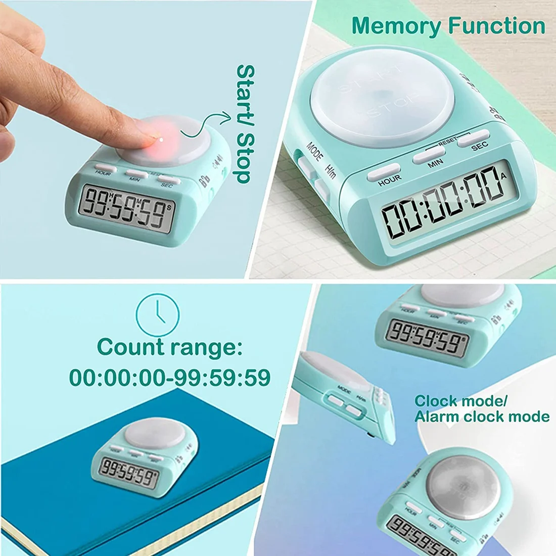 Digital Kitchen Timer with 100 Hour Clock Count Down for Kid Teacher Cook,45° Display LCD&Security Lock,Time Management