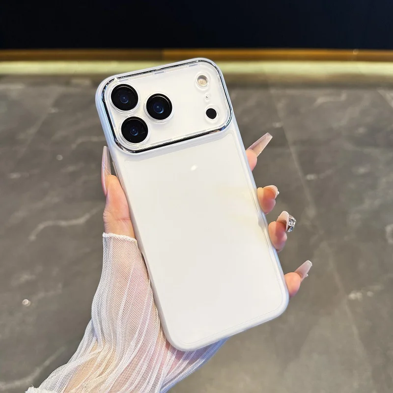 سيليكون بسيط وشفاف، مناسب لحافظات هاتف iPhone17، وإطار جديد مطلي بالكهرباء، وحافظة واقية راقية