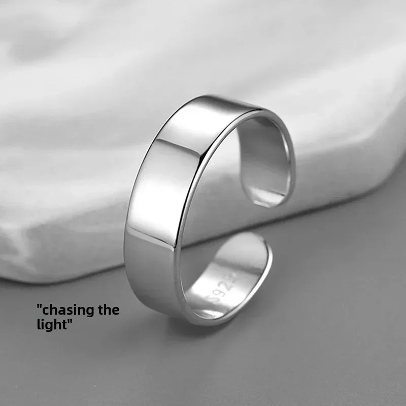 Vintage Mens Stackable Rings Set Antique Personality Trendy Open Adjustable Band Thai Silver Smile Ring for Singles