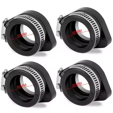 4X New Carburetor Intake Pipe Adapter Boot Flange Manifold 32mm Diameter For PWK 24 26 28 30mm PE 24 26 28 VM24 26 48mm Screw