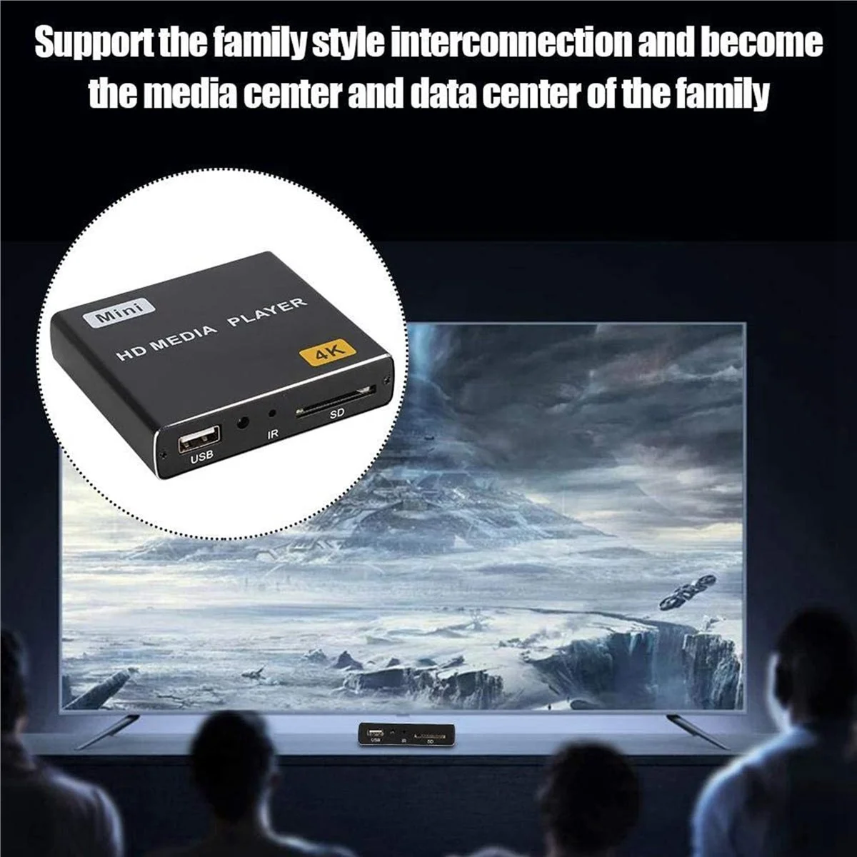 

Мини-медиаплеер 4K Full HD, совместимый с HD-устройствами, USB-плеер для SD/U-дисков, HD AV USB-выход, рекламный проигрыватель
