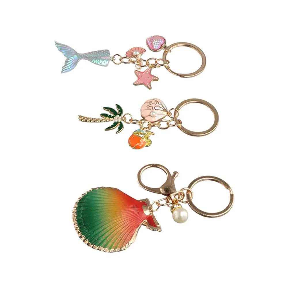 Starfish Starfish Shell Conch Heart Keyring Mermaid Tail Conch Mermaid Tail Keyring Beach Style Glass Ball