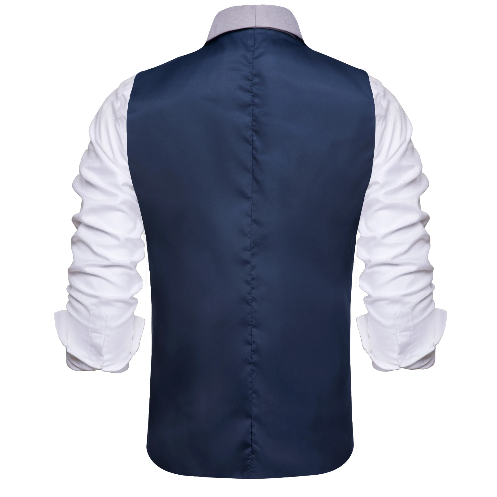 Hi-tie Navy Blue Grey Shawl Jacquard Collar Suit Vest Slim Fit Waistcoat for Wedding Groomsmen V-Neck Tuxedo Sleeveless Jacket