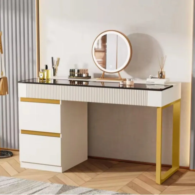 Multifunctional dresser panel furniture simple light luxury with mirror chest cabinet integrated with lamp makeup table