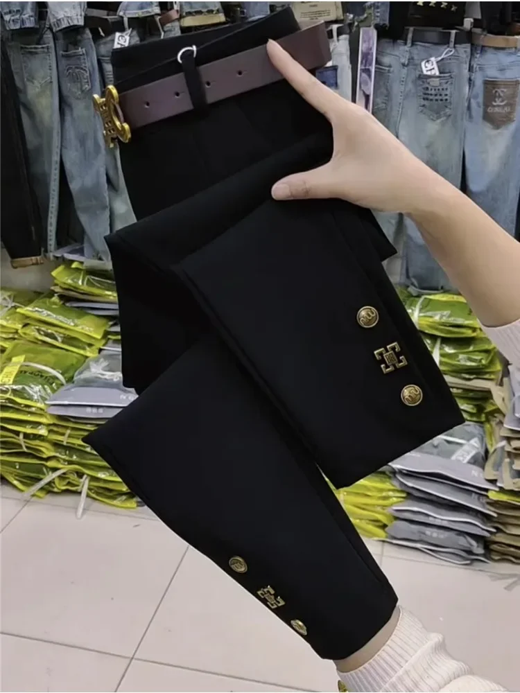 Ladies Pants Black Suit Pant 2025 Spring Autumu Slim Leisure Elegant Ankle-Length Leggings Loose Femme Skinny Trousers Women