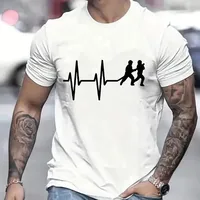 Casual Men's Clothing Fireman Heartbeat Firefighter T-Shirt Men T Shirt Fire Worker Rescue Short Sleeve Tees Short Sleeve Tops