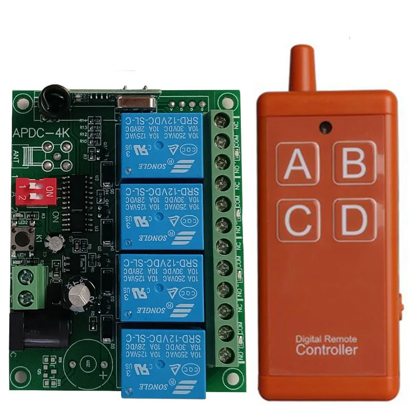 1000m 433MHZ Universal DC 12V 24V 4CH RF Wireless Radio Remote Control Switch System Receiver Transmitter With USB Interface