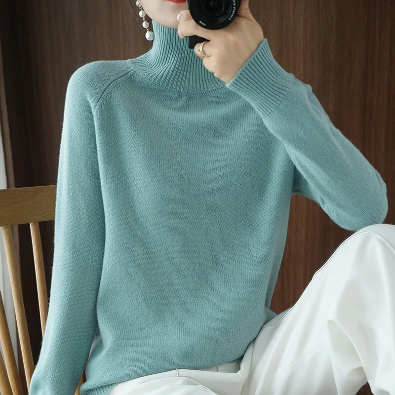 MRMT 2024 Brand New Turtleneck Sweater Women Thick Women's Solid Color Pullover Loose Knit Long-Sleeved Bottoming Shirt Tops