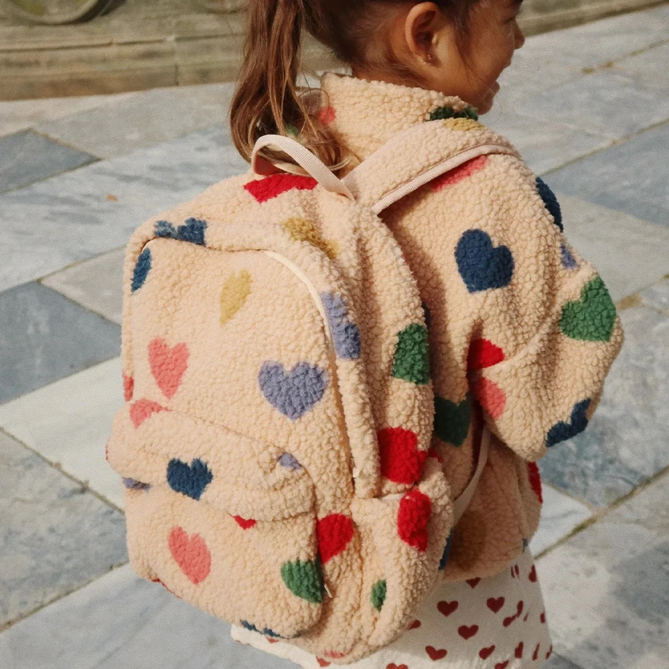 2026 KS Children Lamb Fleece Backpack Kid Outdoor Primary Schoolbag Baby Kindergarten Bags Boys Girls Gift Travel Bag Mommy Bags