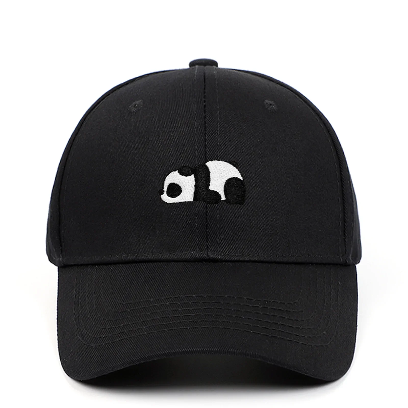 Topi bisbol Panda bordir Hip Hop, topi ayah, topi Hiphop katun Kpop melengkung untuk pria