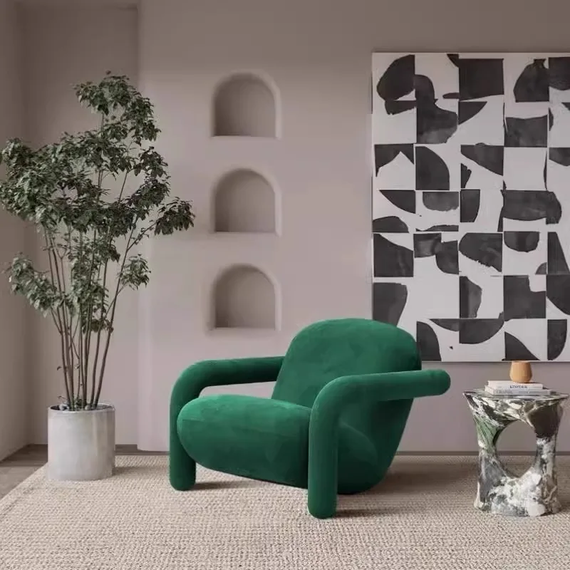 북유럽 중세 디자이너 레저 소파 도파민 미니멀리스트 크림풍 싱글 체어 거실 침실 발코니