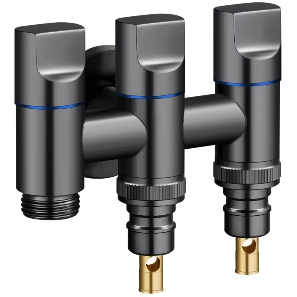 Stainless Steel 3 Ways Angle Valve Independent Controls Gunmetal Gray Water Splitter Valve Multi Outlet Knurled Handles
