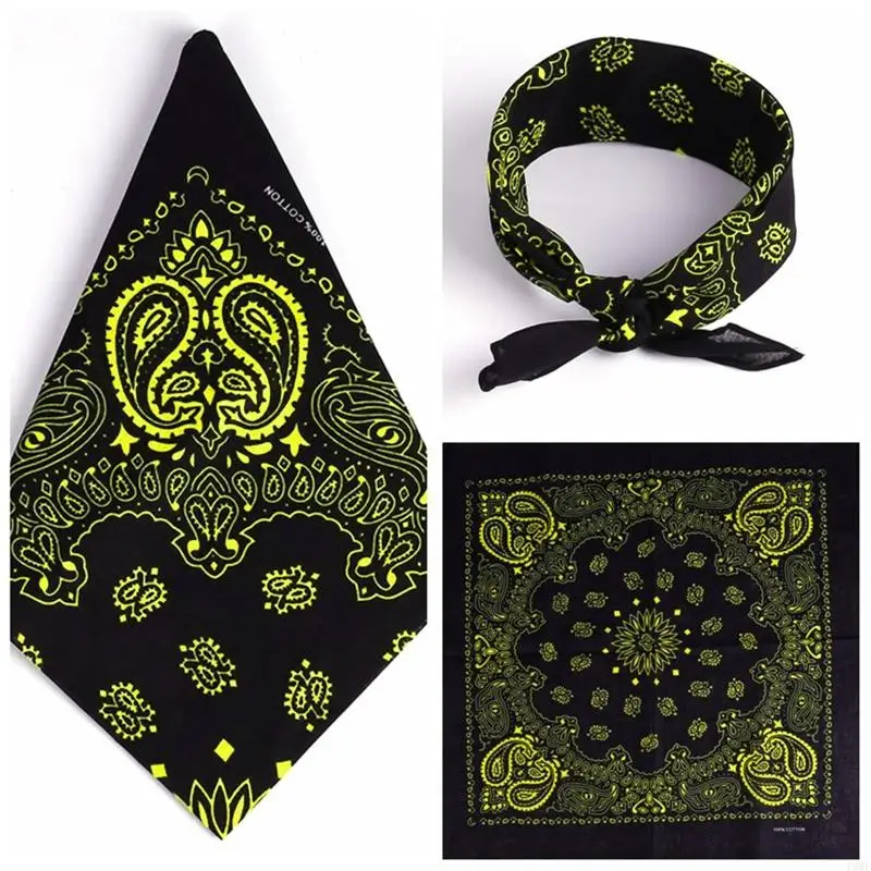 49ME Hip Hop Cotton Multi-Purpose Bandana Square Scarf Double Side Paisley Printed Headband Wrap Handkerchief for Women Men