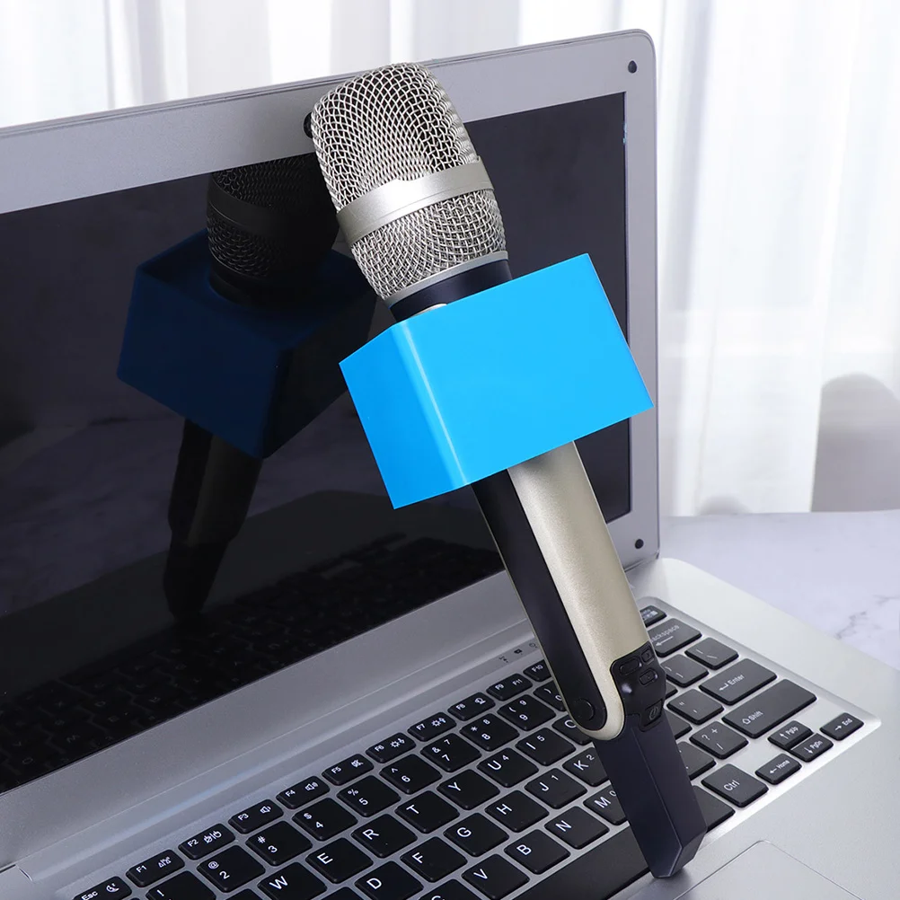 2 uds portátil Abs moldeo por inyección forma Triangular entrevista micrófono estación Logo bandera para Pvc creativo profesional