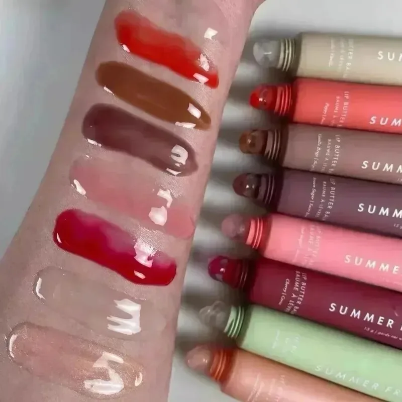 Bálsamo labial hidratante con espejo, vainilla, azúcar rosa, pastel de café, aroma, brillo de labios transparente, aceite labial, lápiz labial hidratante brillante