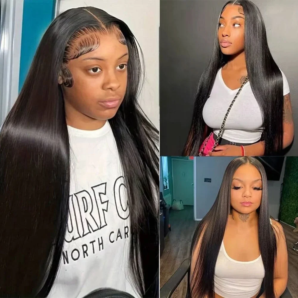 200 Density Transparent Lace Frontal Human Hair Wig Natural Color For Women 13x4 Straight Lace Front Human Hair Natural Hairling