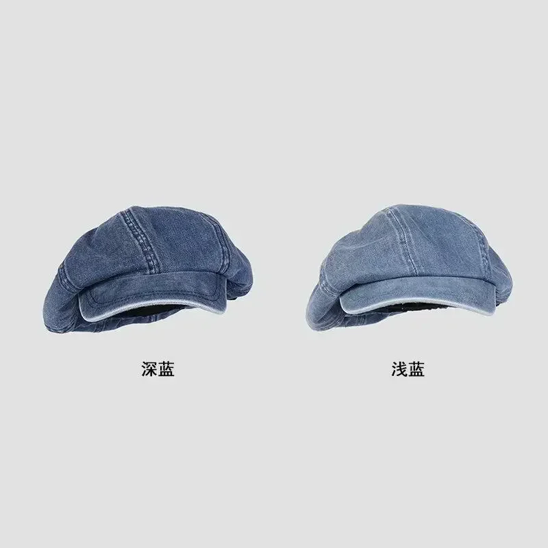 Cotton Denim Beret Hat Men Women 2023 Fashion Autumn Vintage Boinas Hombre Newsboy Flat Caps Big Octagonal Hat