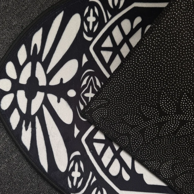 Black Flowers Living Room Decoration Carpet French Cream Style Rugs for Bedroom Irregular Shaped Rug Home Non-slip Mat