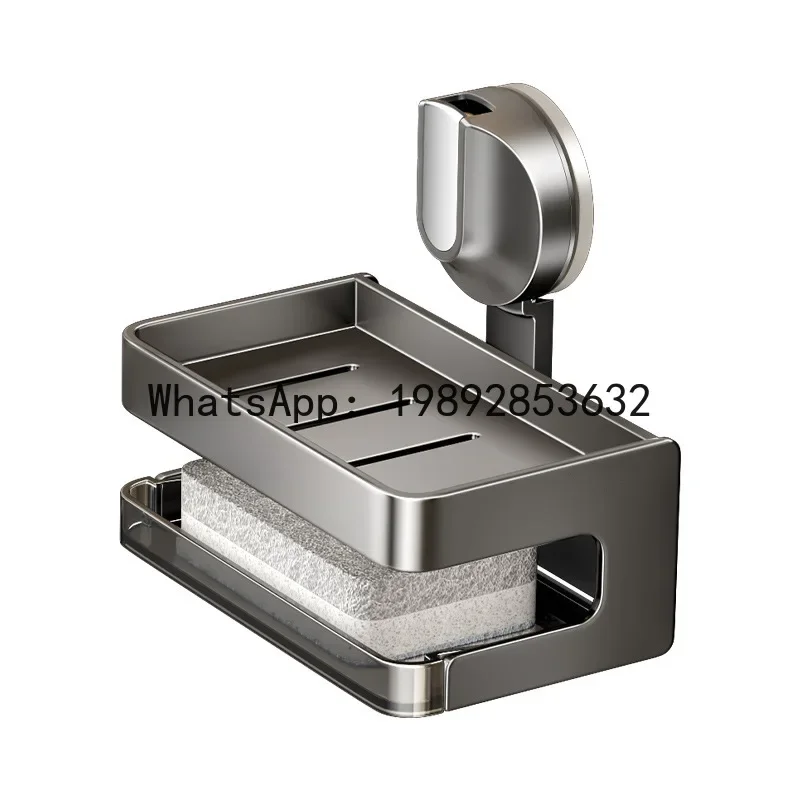 b2 bathroom suction cup soap box wall mounted non perforated soap box household bathroom drain sponge wiping shelf