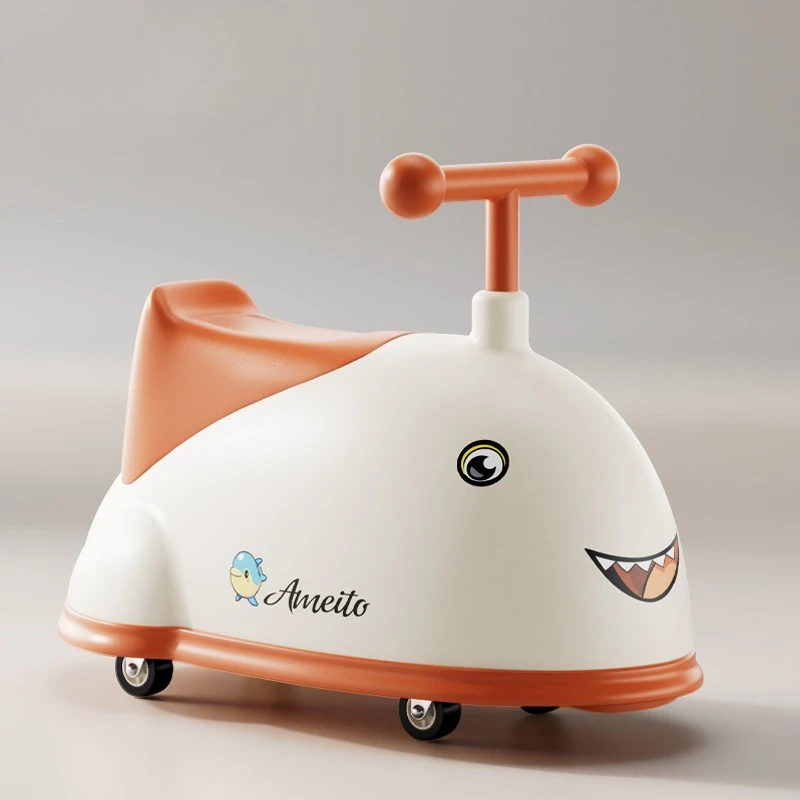 لعبة دولفين للركوب 0-3 سنوات مشاية أطفال داخلية أضواء موسيقية جسم ناعم مادة صديقة للبيئة عجلات مضادة للدوران مدرب توازن طائرة شراعية هادئة