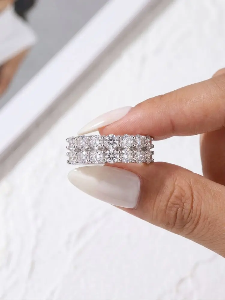 DWJ 1.4ct Real Moissanite Diamond Eternity Ring for Women 925 Sterling Silver Daily Party Gorgeous High Quality Fine Jewelry - view 2