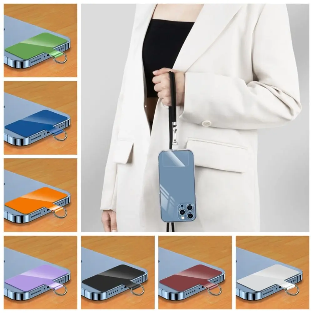 

TPU Mobile Phone Anti-lost Lanyard Gasket Anti-lost Metal Ring Phone Hanging Cord Strap Patch Multicolor Soft