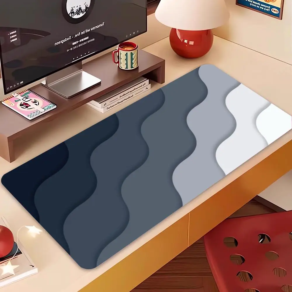 Mouse Pads Soft Grey Wavy Layer Curve Texture Table Mat For Laptop Office Playmat