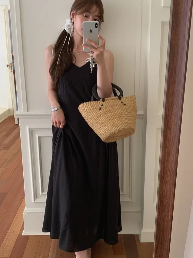 Island Vaion Sle Version coréenne v-ne Strapl Dr femmes été nouveau lâche Svel Dr trajet Sle coupe régulière