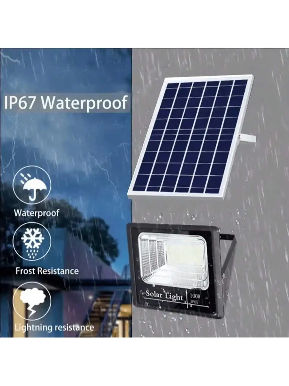 IP67 Solar Flood Lights with Remote&Motion Sensor Super Bright Wall Lamp for Garden/Yard/Villa Auto Dimming Security Light All-W