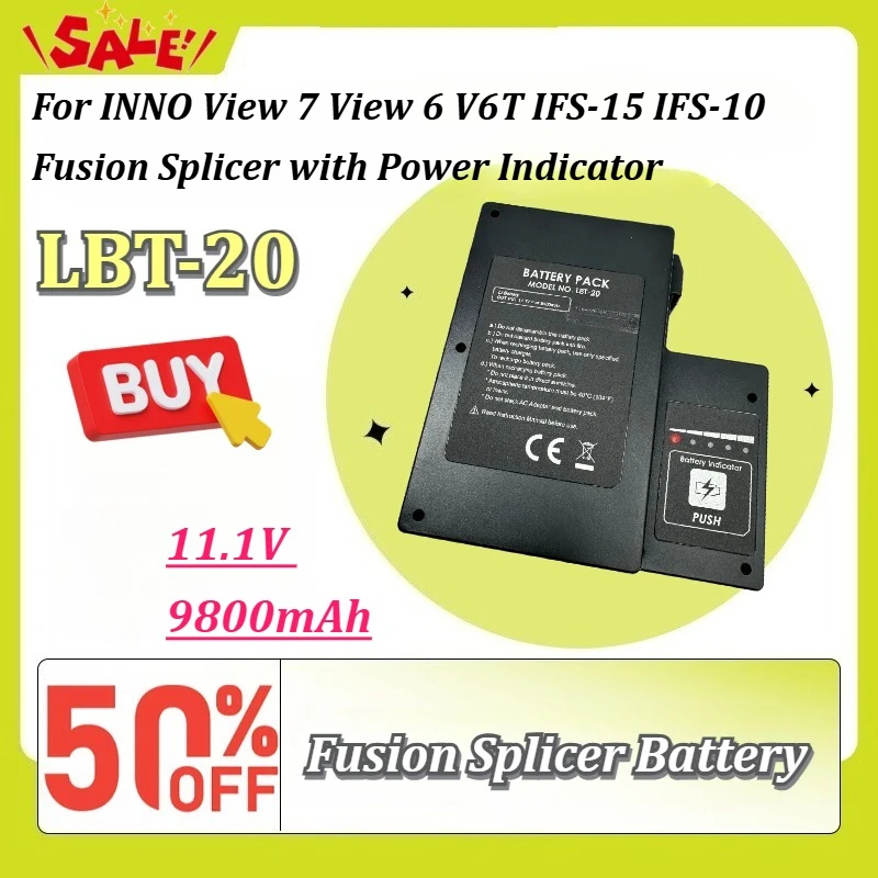 New LBT-20 9800mAh 11.1V Li-ion Replacement Battery for INNO View 7 View 6 V6T IFS-15 IFS-10 Fusion Splicer with Power Indicator