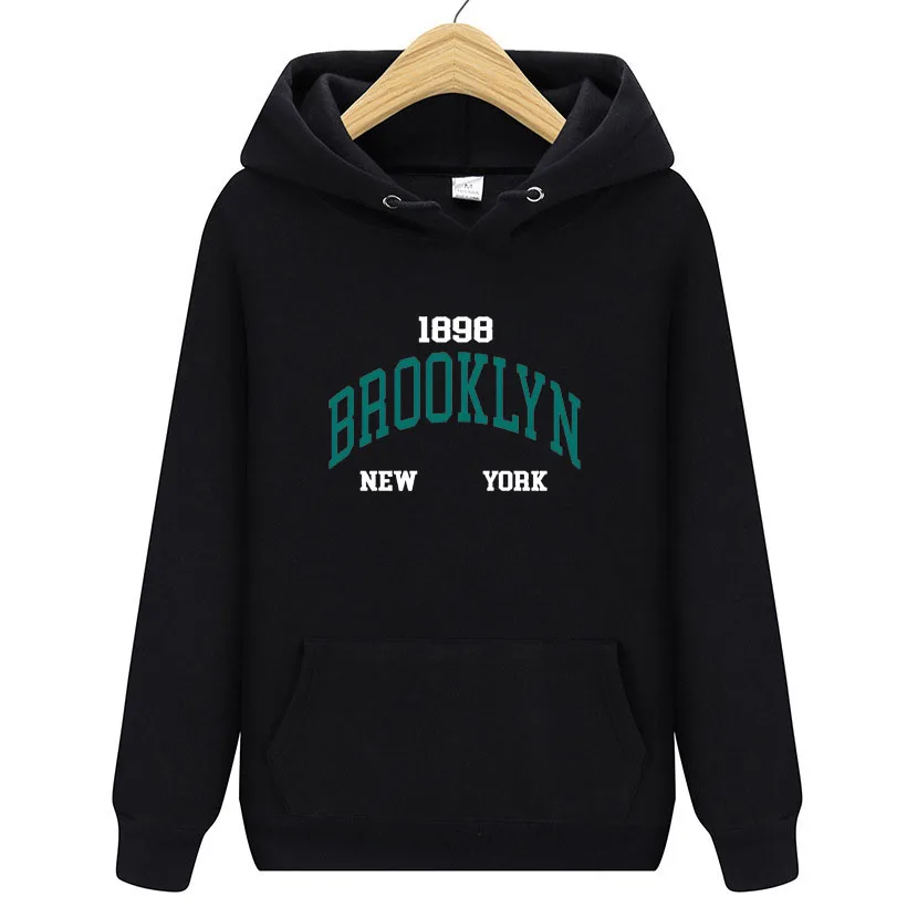 Brooklyn Creative Letter Pattern Male Hoodies Casual Street Style Clothes Hip Hip Loose Sweatshirts Autumn Fleece Pullovers