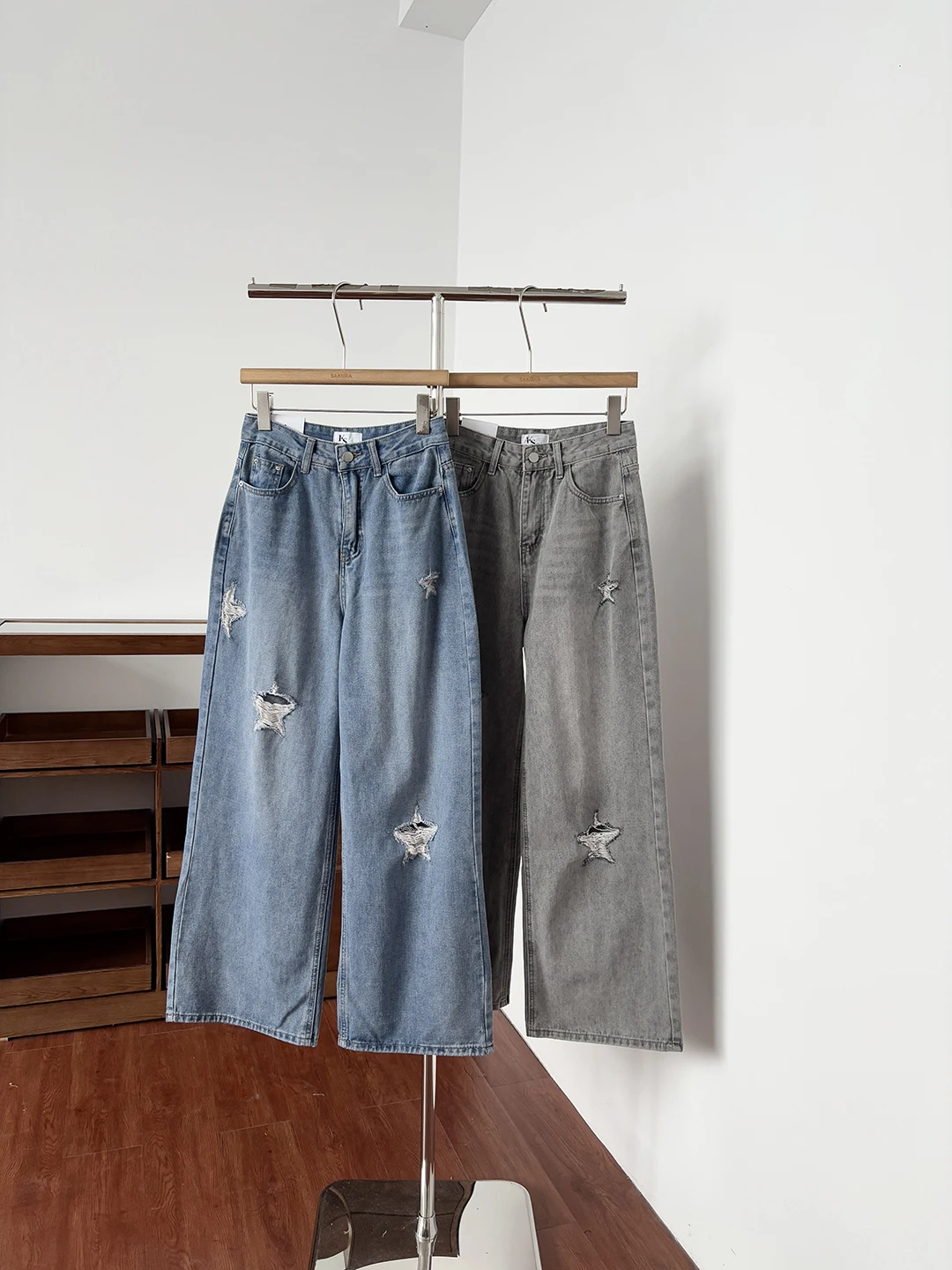 

Retro High Street American Design Loose Wide Leg High Waist Denim Jeans Summer New Style Women's Trendy Hole Punching Jeans