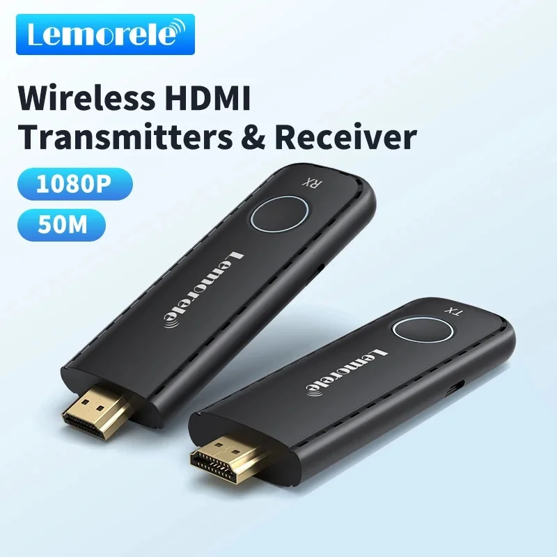 

Lemorele 50m Wireless HDMI Transmitter Receiver 1080P Image Video Transceiver Extender Kit for Laptop TV Projector Monitor