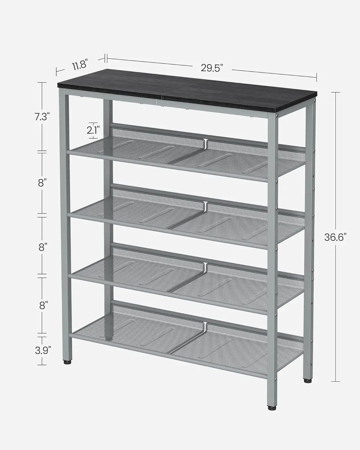 NEW Shoe Rack for Entryway, 5 Tier Shoe Storage Shelves, 16-20 Pairs Shoe Organizer, with Sturdy Wooden Top and Steel Frame