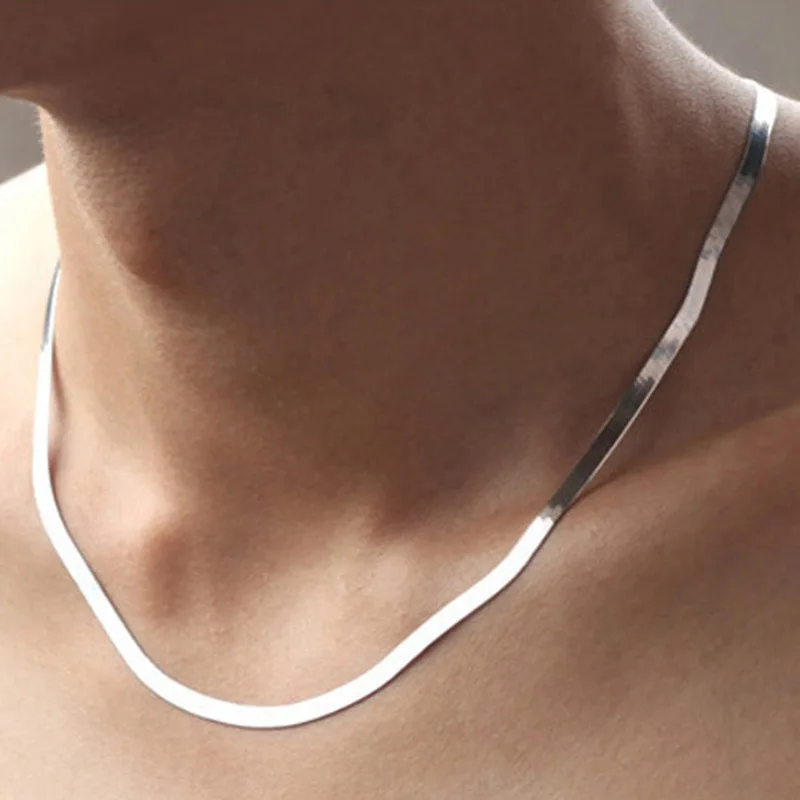 New Arrival Hot Sell Men Jewelry Snake Chain Platinum Plated Men`s Necklaces Birthday Gifts No Fade Promotion Cheap