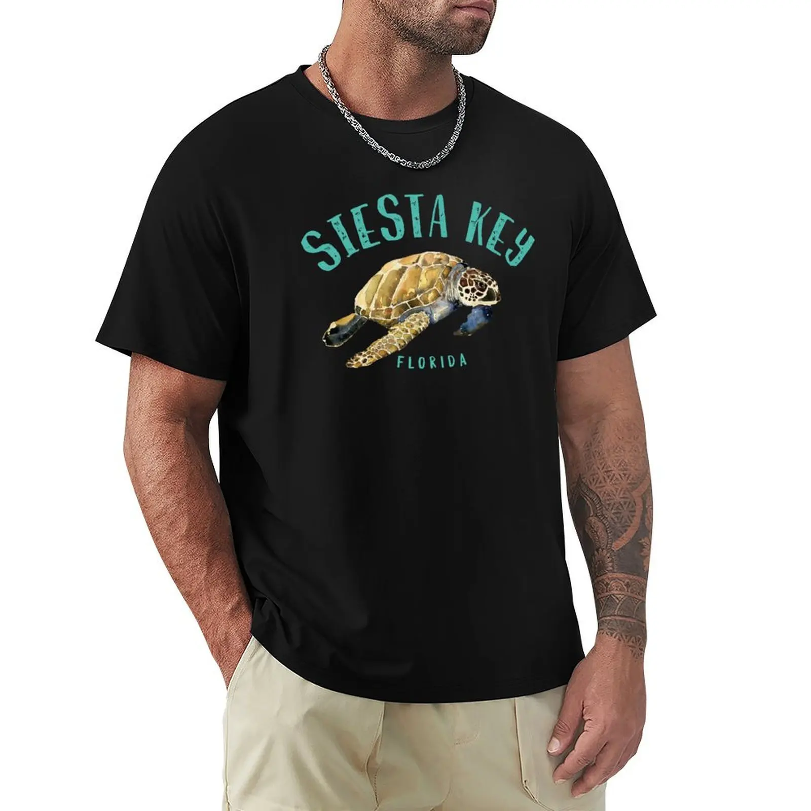 

Siesta Key Florida Sea Turtle Design T-Shirt oversized t shirt blue lock men graphic t shirts