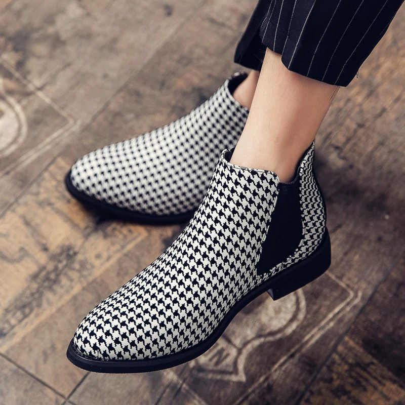 أحذية تشيلسي حادة مدببة للرجال بكعب منخفض غير قابلة للانزلاق مريحة وبسيطة ومتعددة الاستخدامات أحذية رجال الأعمال البريطانية للرجال #2