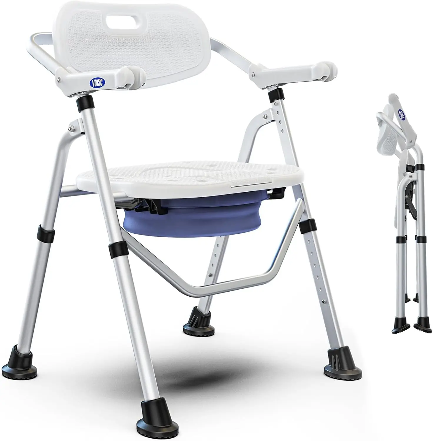 

Складное кресло для душа для пожилых и людей с ограниченными возможностями, усиленное, выдерживает нагрузку до 136 кг, регулируемая высота, с откидными подлокотниками и сиденьем с вырезом.