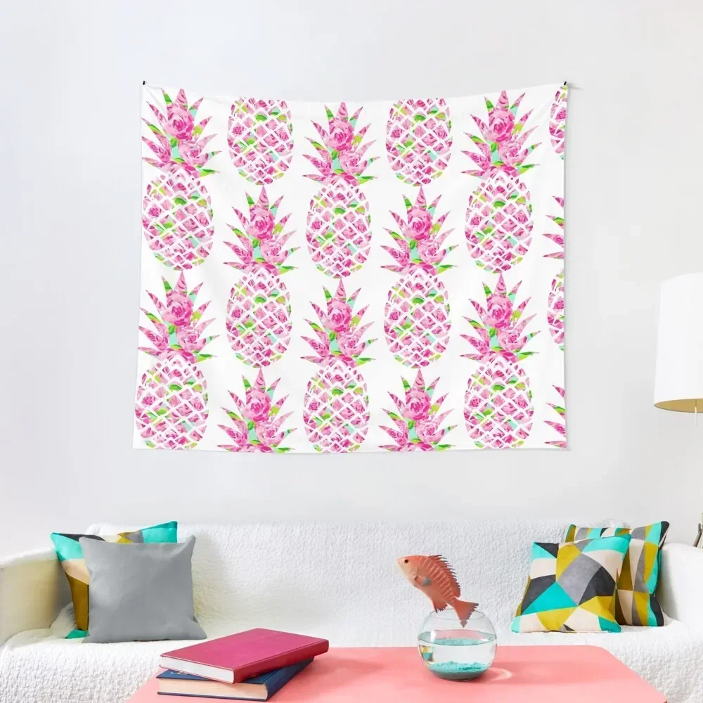 

Pink Roses Pineapple Sticker Tapestry Cute Room Things On The Wall Tapestry