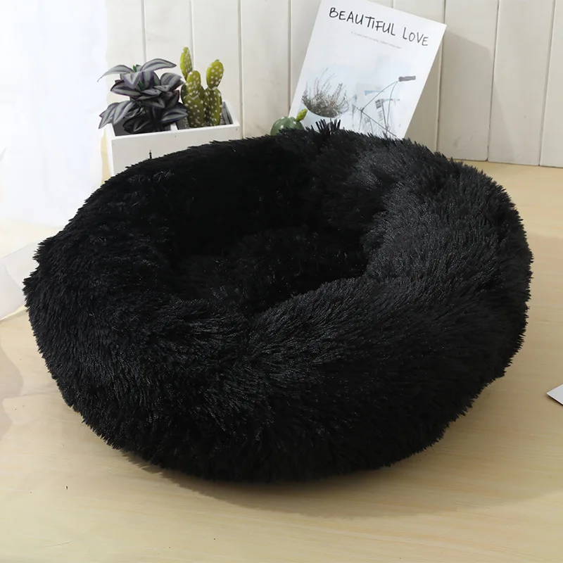 Ronde kattenbedden Huis Zacht lang pluche bed voor honden Mand Huisdierproducten Kussen Kattenbed Kattenmat Slaapbank, Geschikt voor de winter